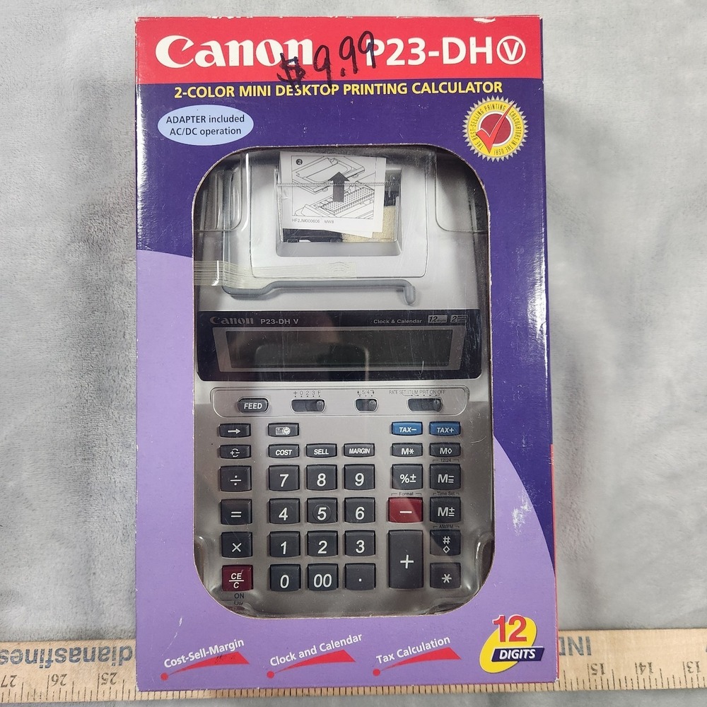 Canon P23-DH V‎ Printing Desk Top Calculator In original box W/Wall Power Cord.